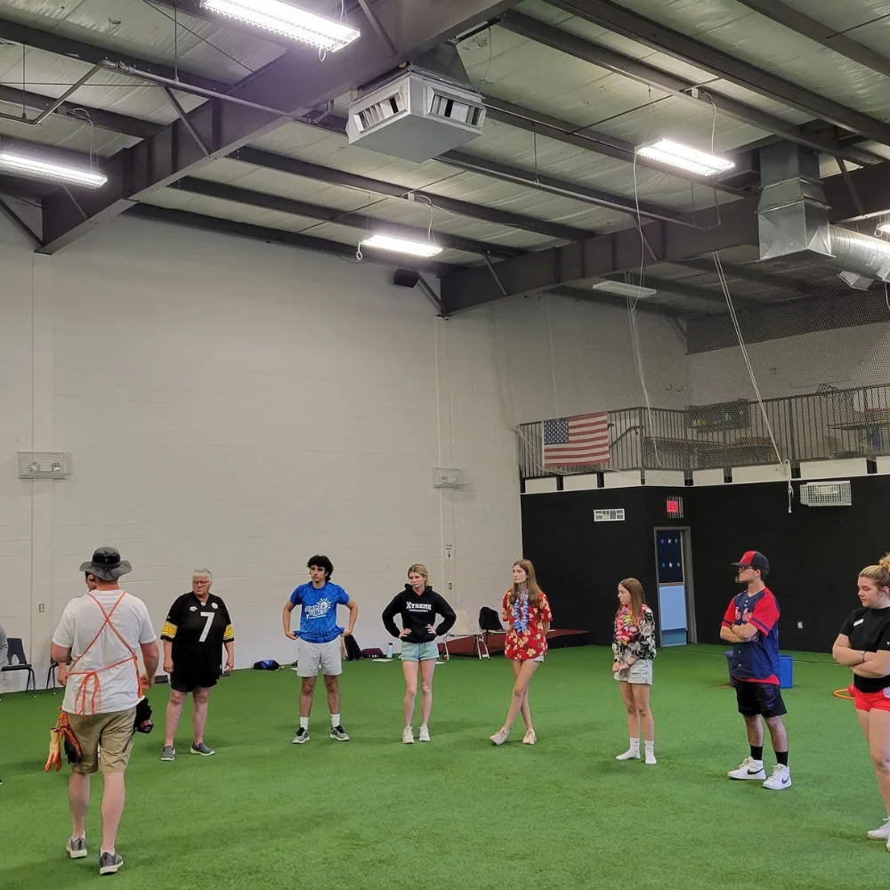 Members inside indoor turf sports facility at Boyertown Y