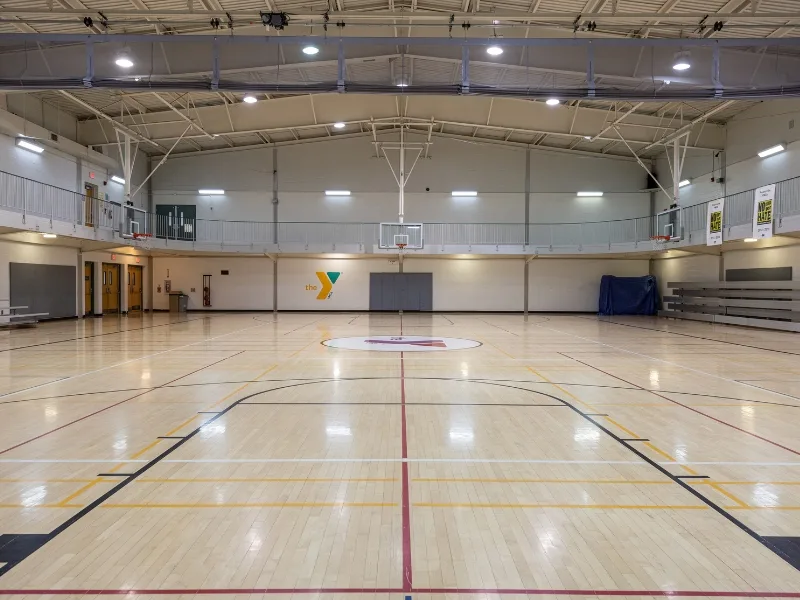 Indoor basketball court at Phoenixville Y