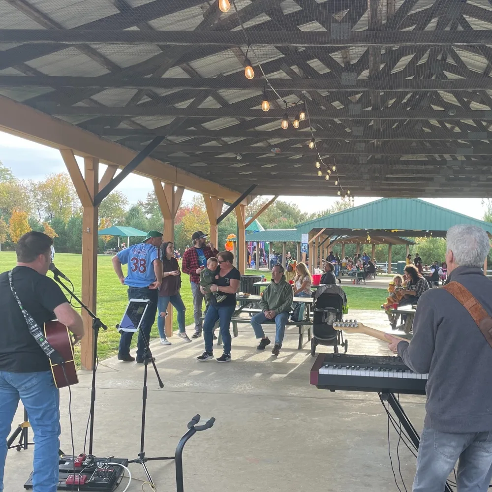 Family music event at Rocky Run Y's outdoor pavilion