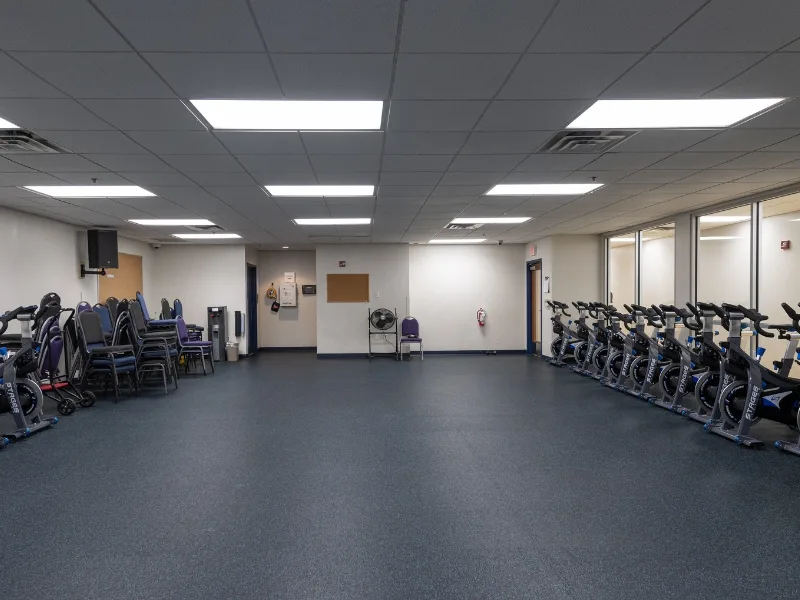 Group exercise studio at Roxborough Y