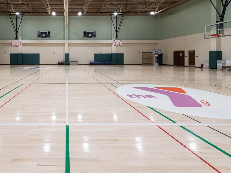 Indoor basketball court at Upper Perkiomen Valley Y