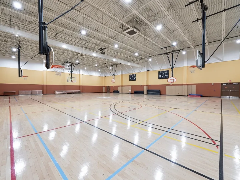 Indoor basketball court at Ambler Y