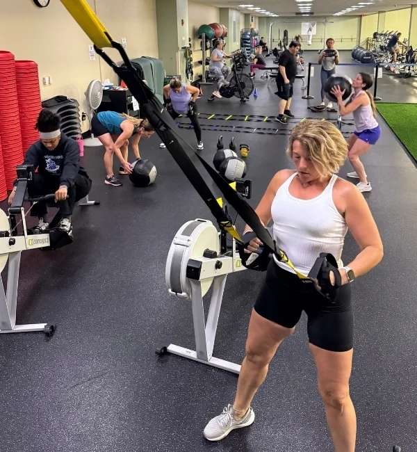 Members using exercise equipment at Upper Perkiomen Valley Y's training facility