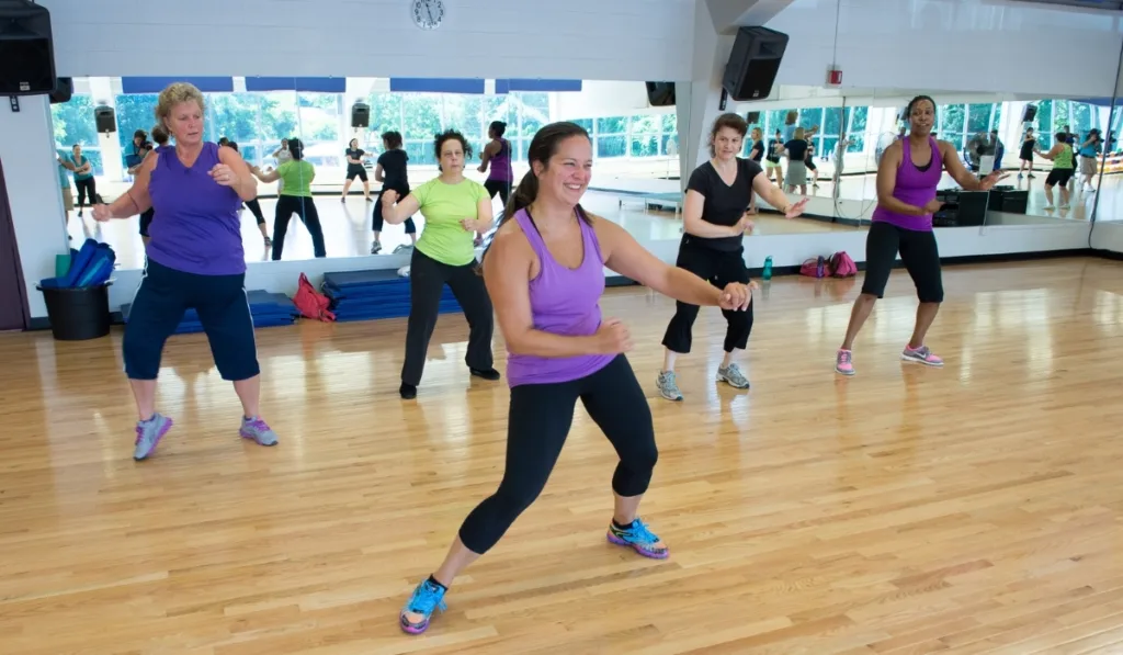 Zumba dance class inside studio