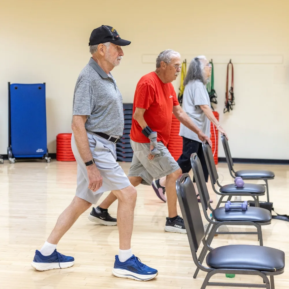 Chair exercises at Ambler's Veteran Wellness program inside studio