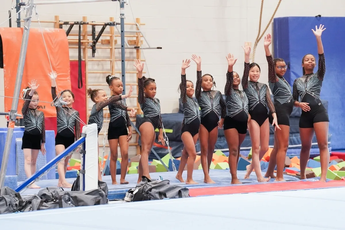 Greater Philadelphia Y's youth gymnastics team inside gymnasium