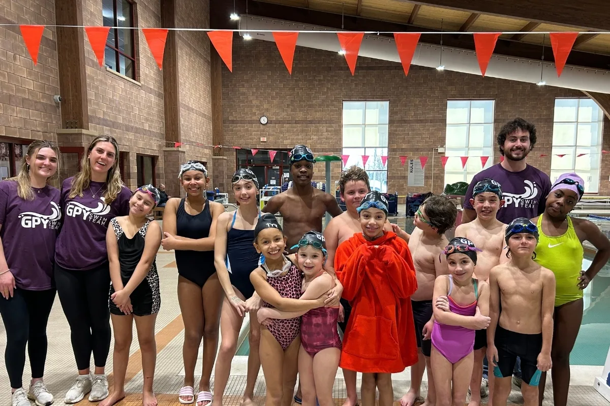 Greater Philadelphia Y's youth swim team at indoor pool