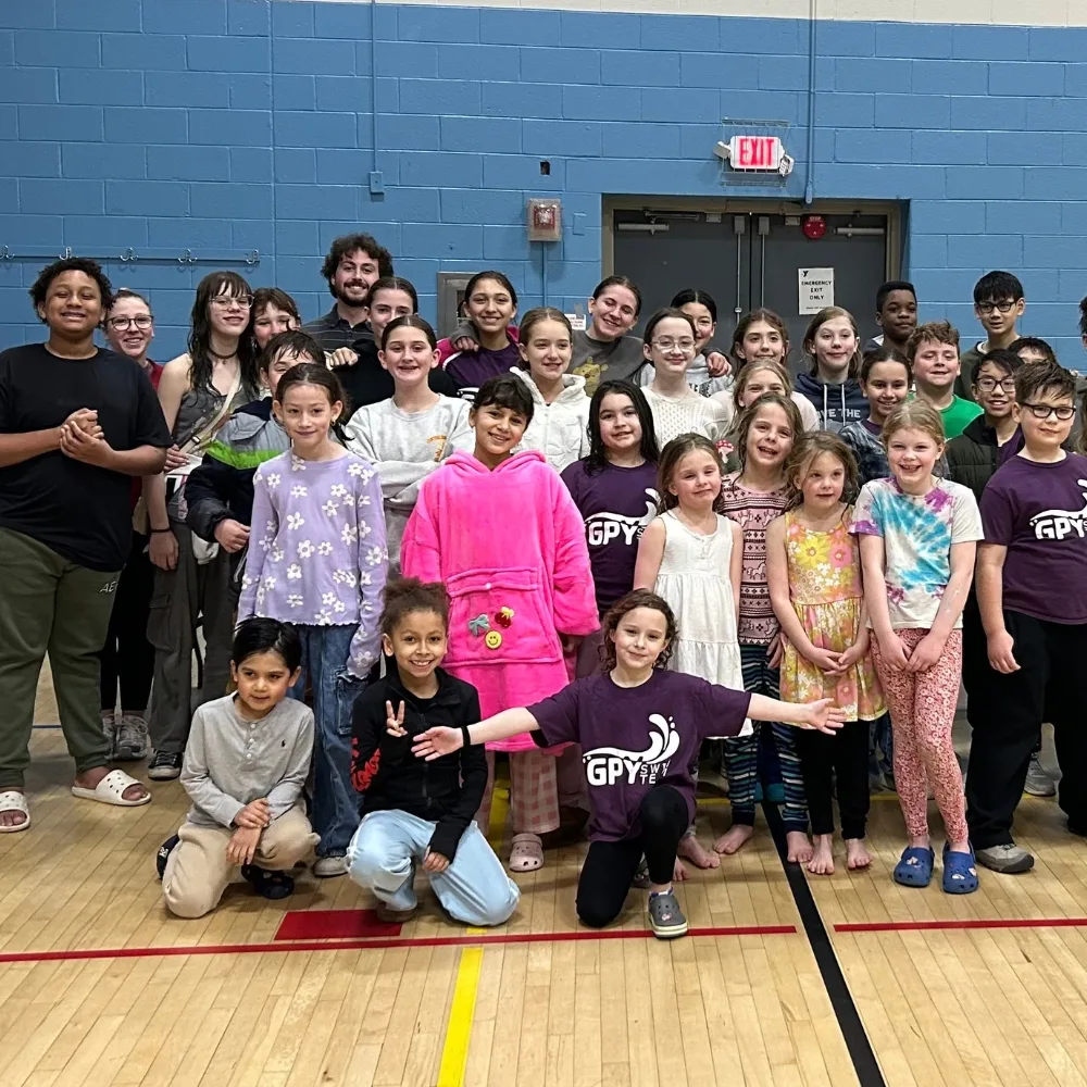 Greater Philadelphia Y's youth swim team inside gymnasium