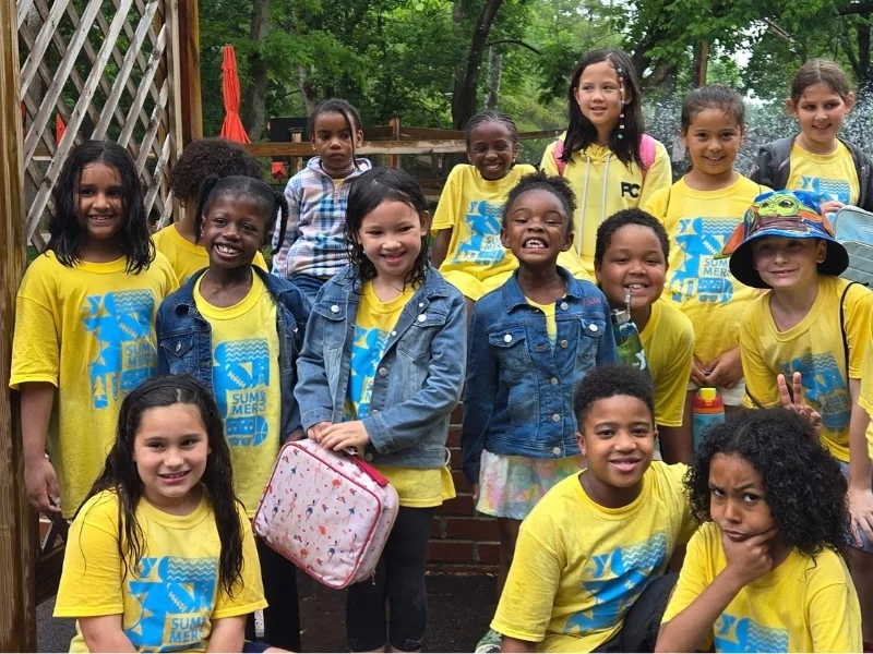 Group of campers on a field trip