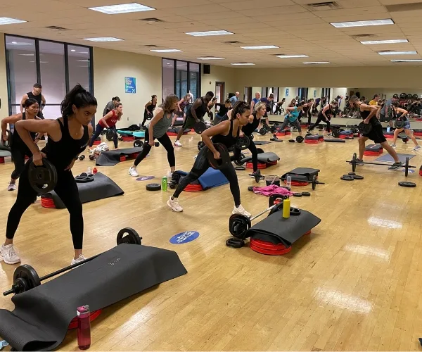 Les Mills group exercise class inside studio