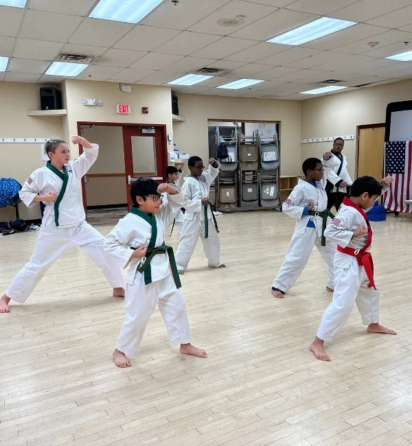Youth practicing martial arts inside studio