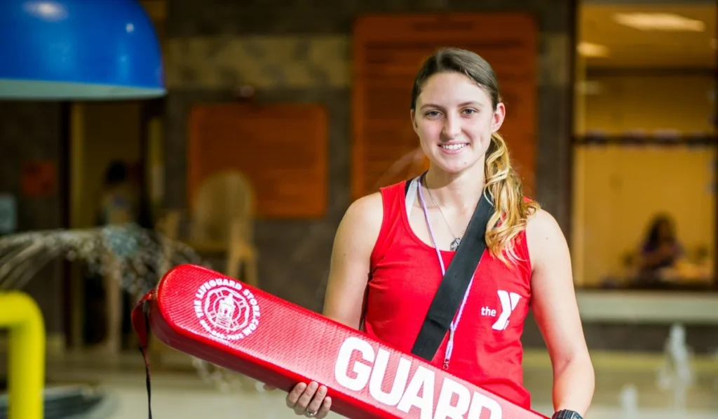 Lifeguard on duty at Y pool