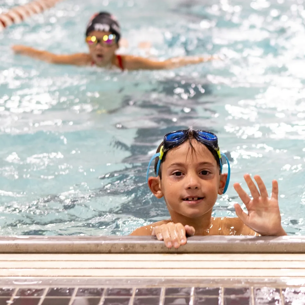 Team swim competition at Mount Laurel Y's indoor pool