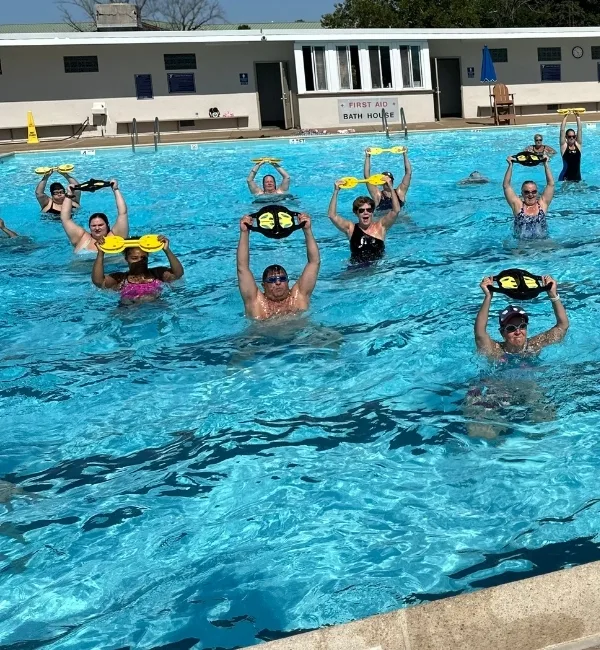 HIIT the Water group exercise in outdoor pool at Phoenixville Y