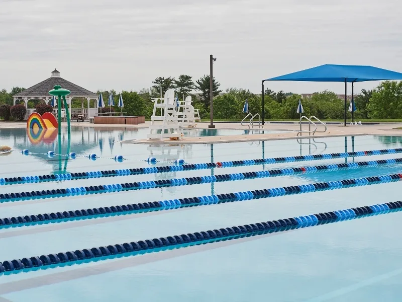 Outdoor pool area with canopy and kids pool area at Spring Valley Y