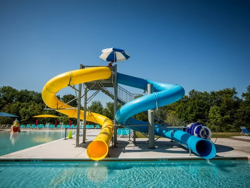 Outdoor kids pool with slides at Upper Perkiomen Valley Y