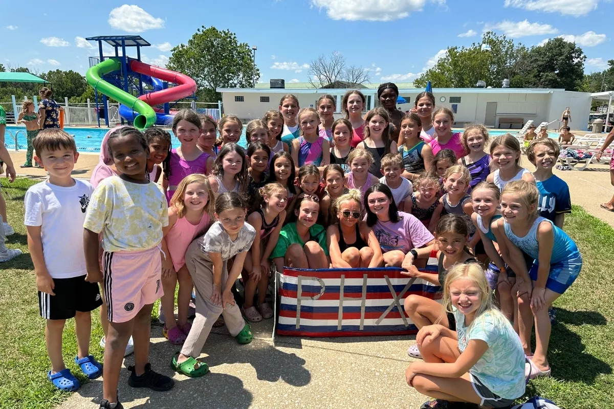 Group of Campers at Phoenixville Y's outdoor pool