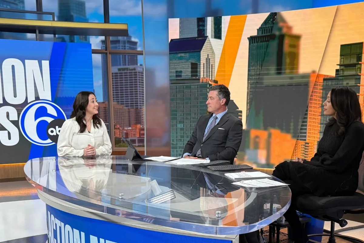 Y press release event on evening local news set