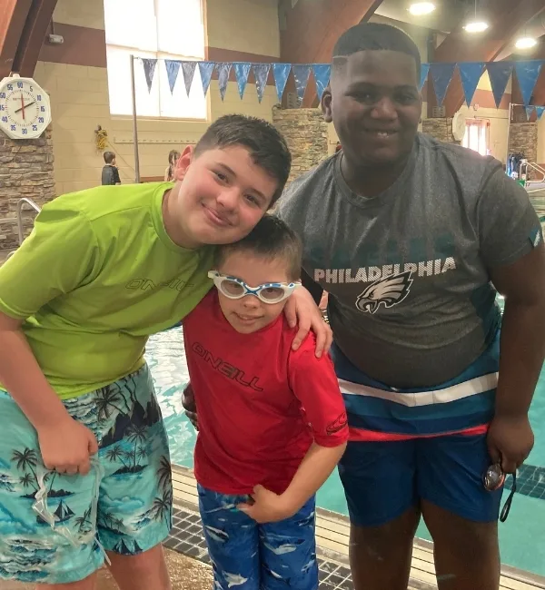 Campers at an indoor pool