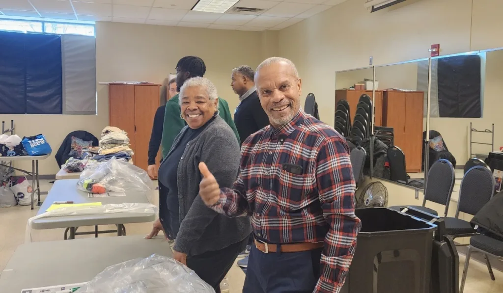 Y volunteers helping out during community clothing drive