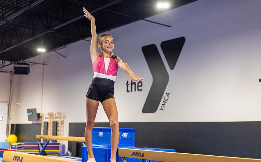 Gymnast on balance beam