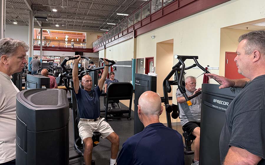 Veterans working out