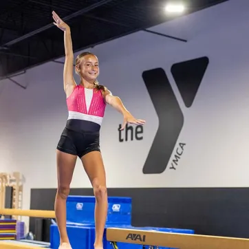 Gymnast on balance beam